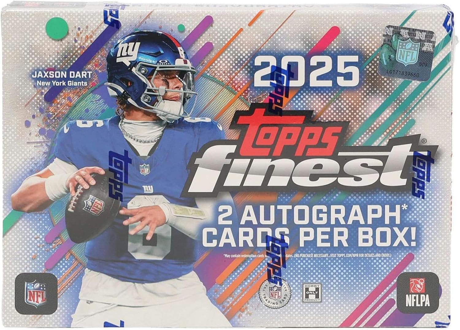 2025 Topps Finest Football Hobby Box - 6 Packs, 2 Autographs